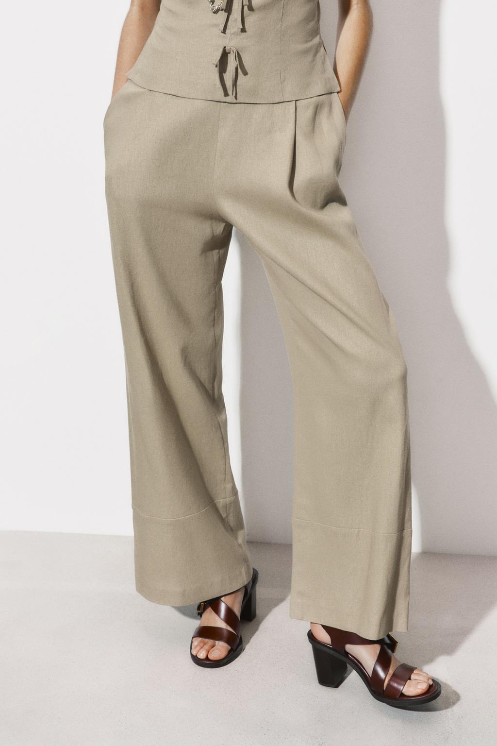 LONG LINEN BLEND JUMPSUIT WITH TIE DETAIL