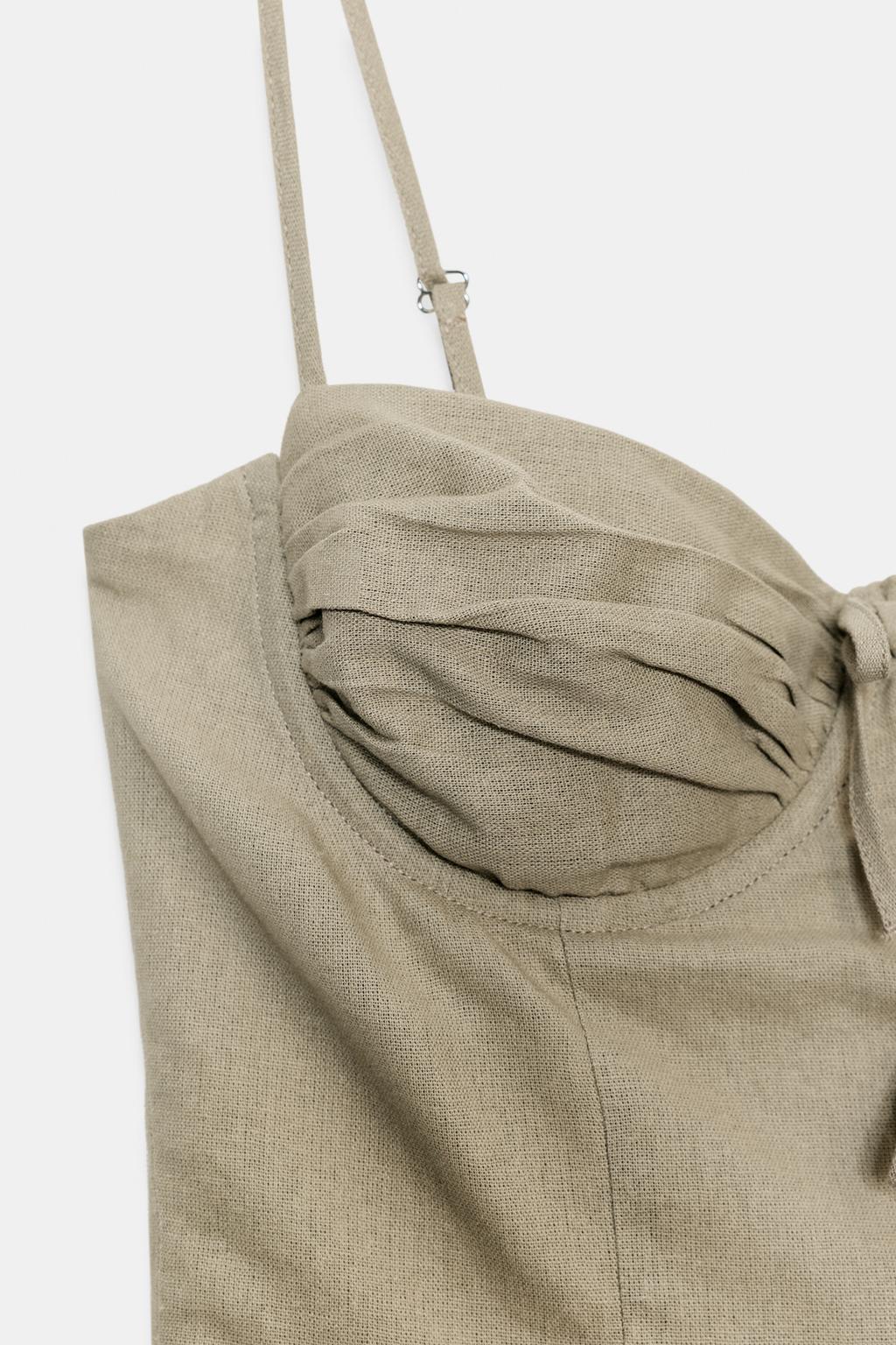 LONG LINEN BLEND JUMPSUIT WITH TIE DETAIL