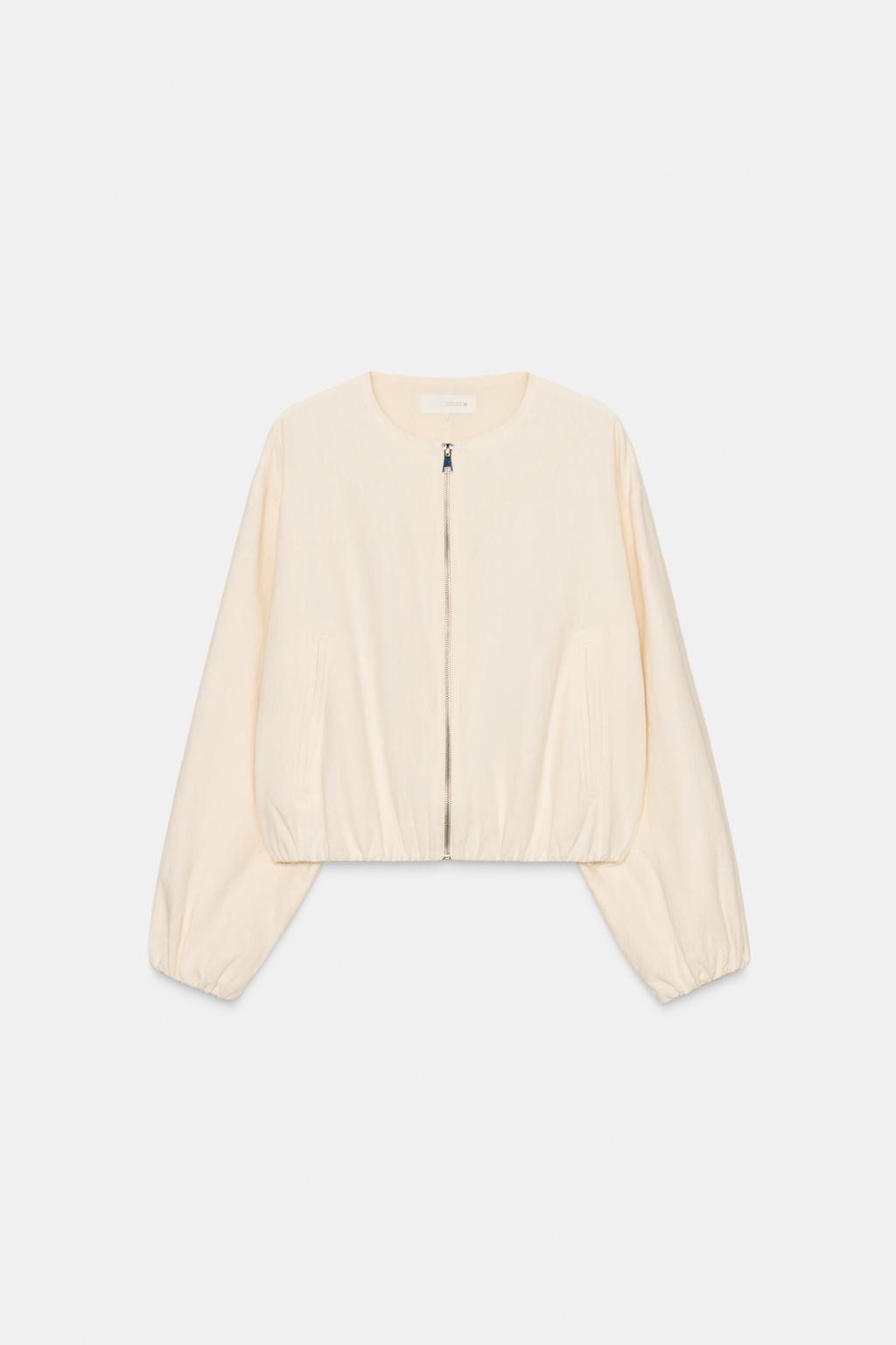 LINEN BLEND BOMBER JACKET
