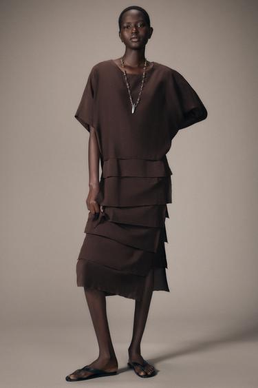 SKORT WITH PLEATS AND RUFFLES