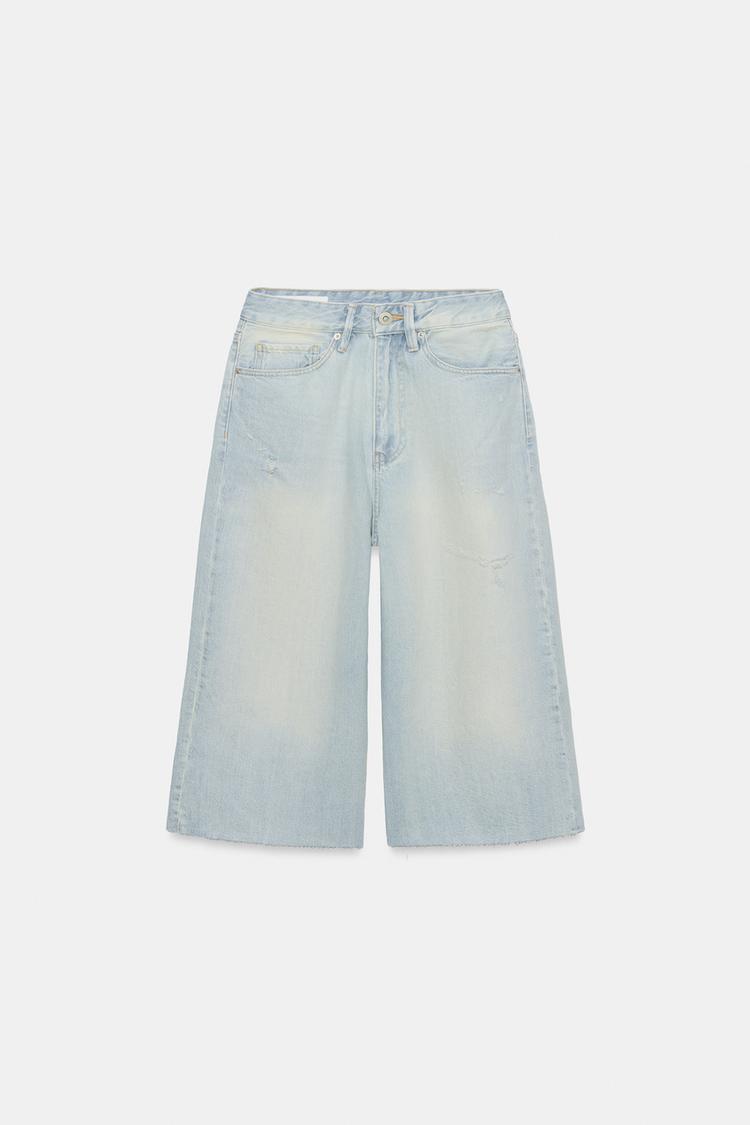 BERMUDA JORTS DENIM TRF DÉCHIRURES TAILLE MOYENNE