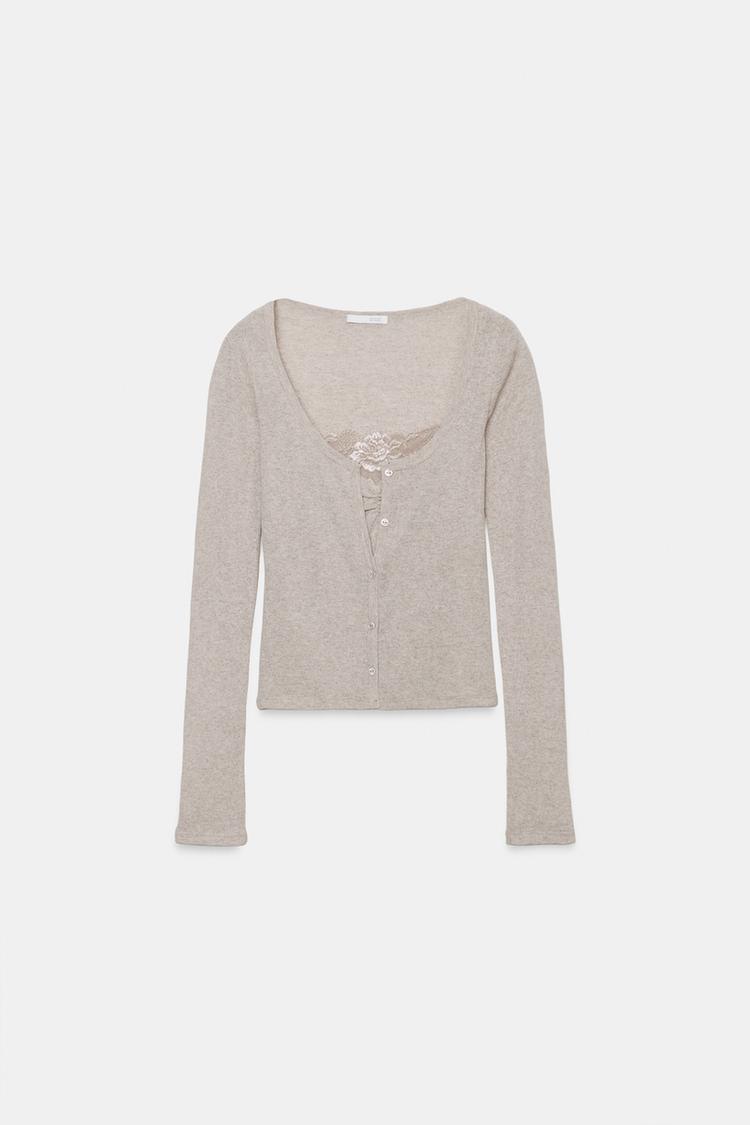 VESTE BIMATIÈRE TOP DENTELLE