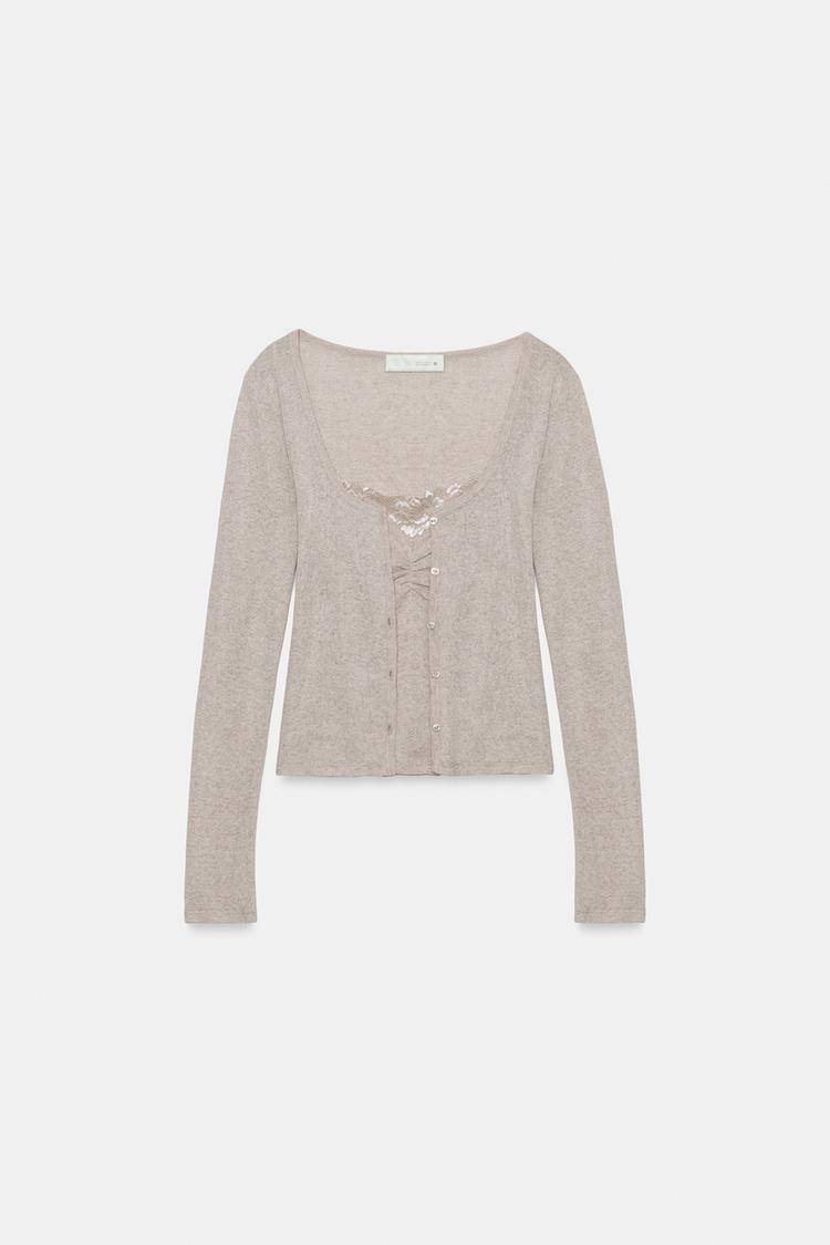 VESTE BIMATIÈRE TOP DENTELLE