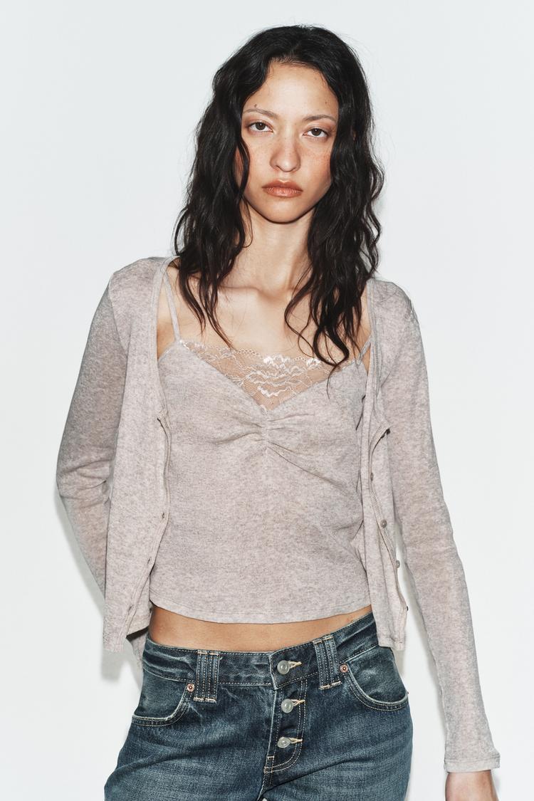 VESTE BIMATIÈRE TOP DENTELLE