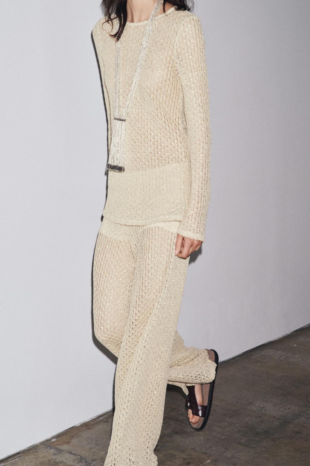 ENSEMBLE TOP TUNIQUE FIL MÉTALLISÉ | PANTALON FIL MÉTALLISÉ