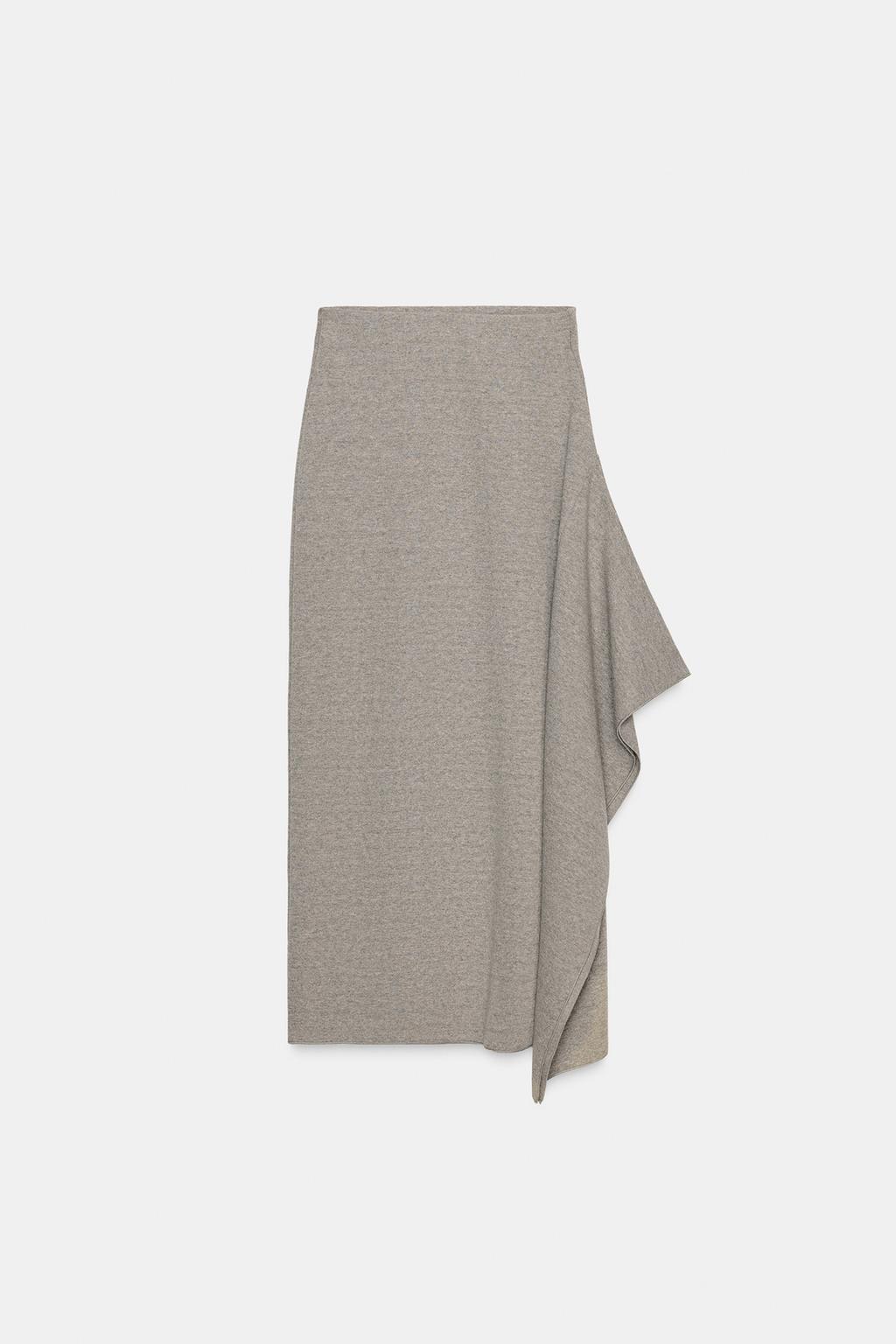 ENSEMBLE TOP DOUBLE MANCHES LONGUES | JUPE MI-LONGUE ASYMÉTRIQUE