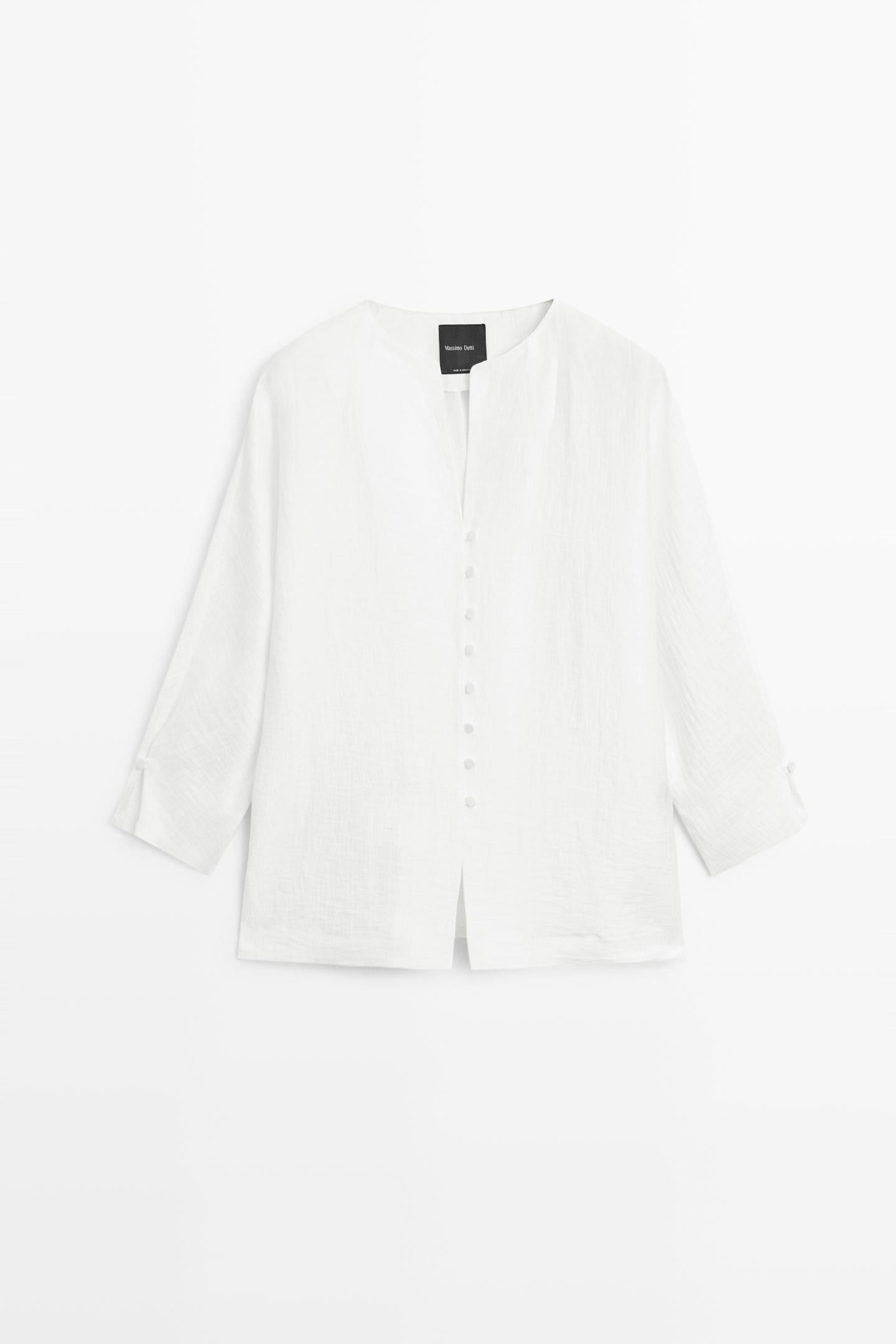 SURCHEMISE EN LIN MÉLANGÉ À DÉTAILS BOUTONNÉS