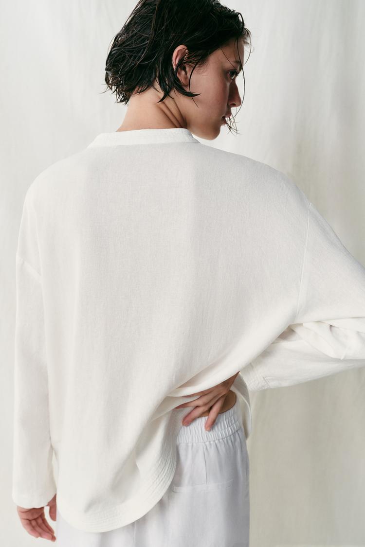CHEMISE OVERSIZE EN LIN À ALAMARES