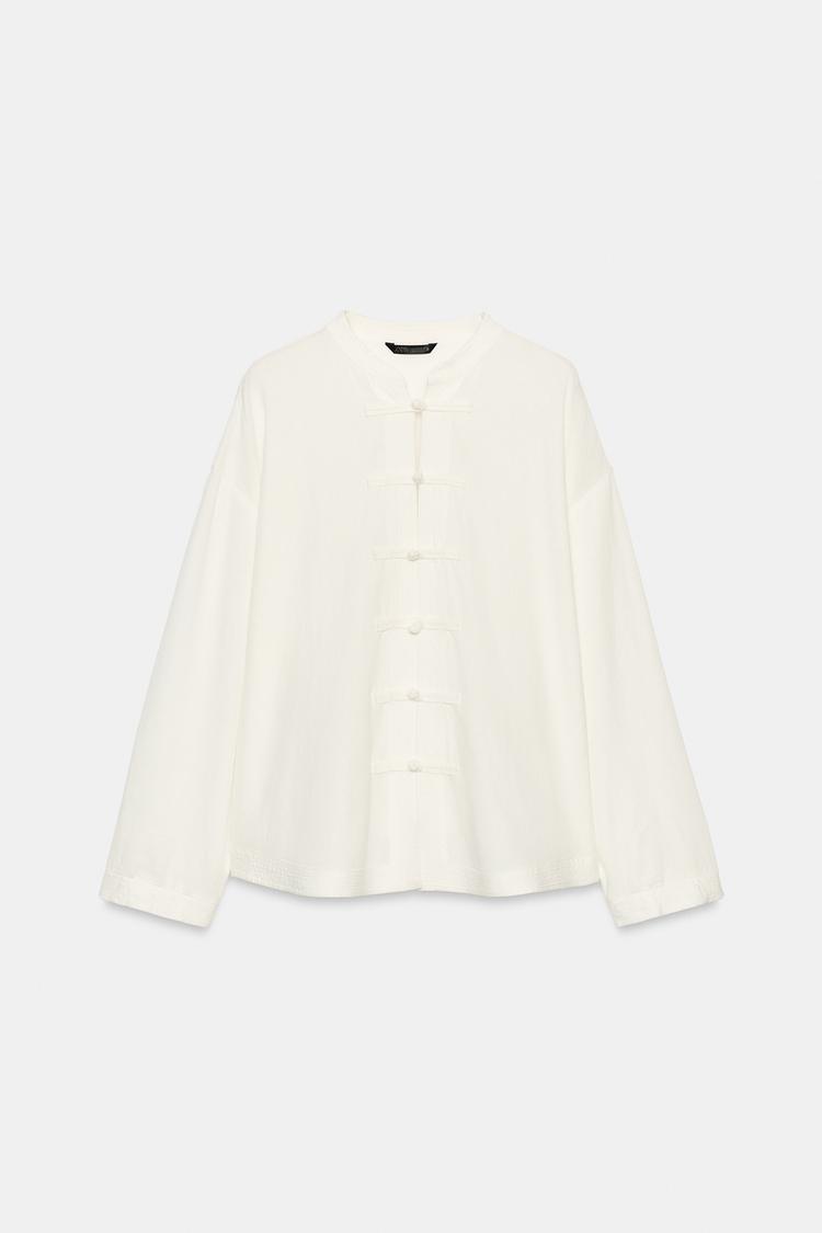 CHEMISE OVERSIZE EN LIN À ALAMARES