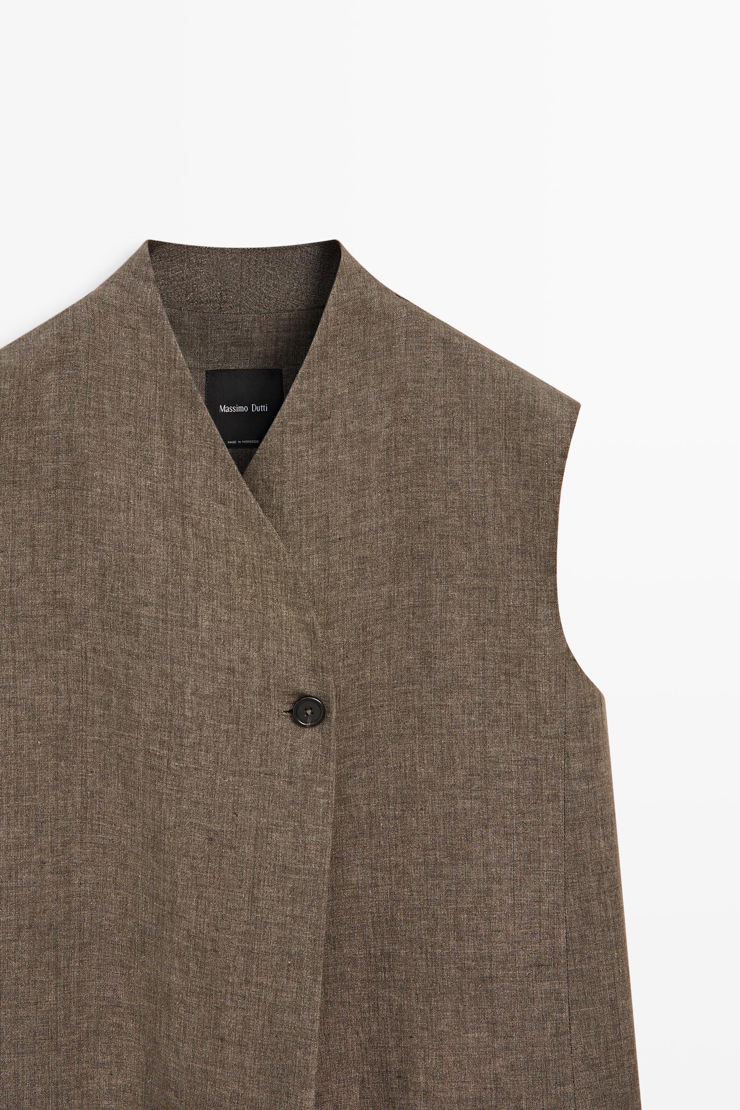 ENSEMBLE GILET | BERMUDA FLUIDE EN LIN MÉLANGÉ