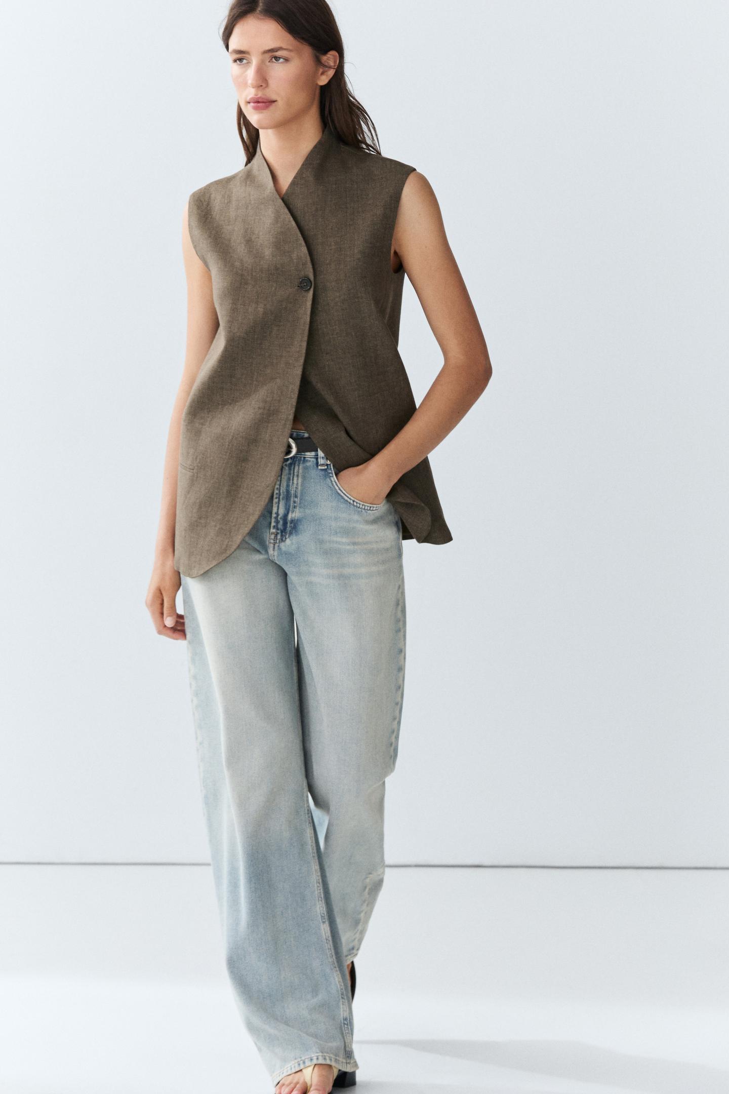 ENSEMBLE GILET | BERMUDA FLUIDE EN LIN MÉLANGÉ