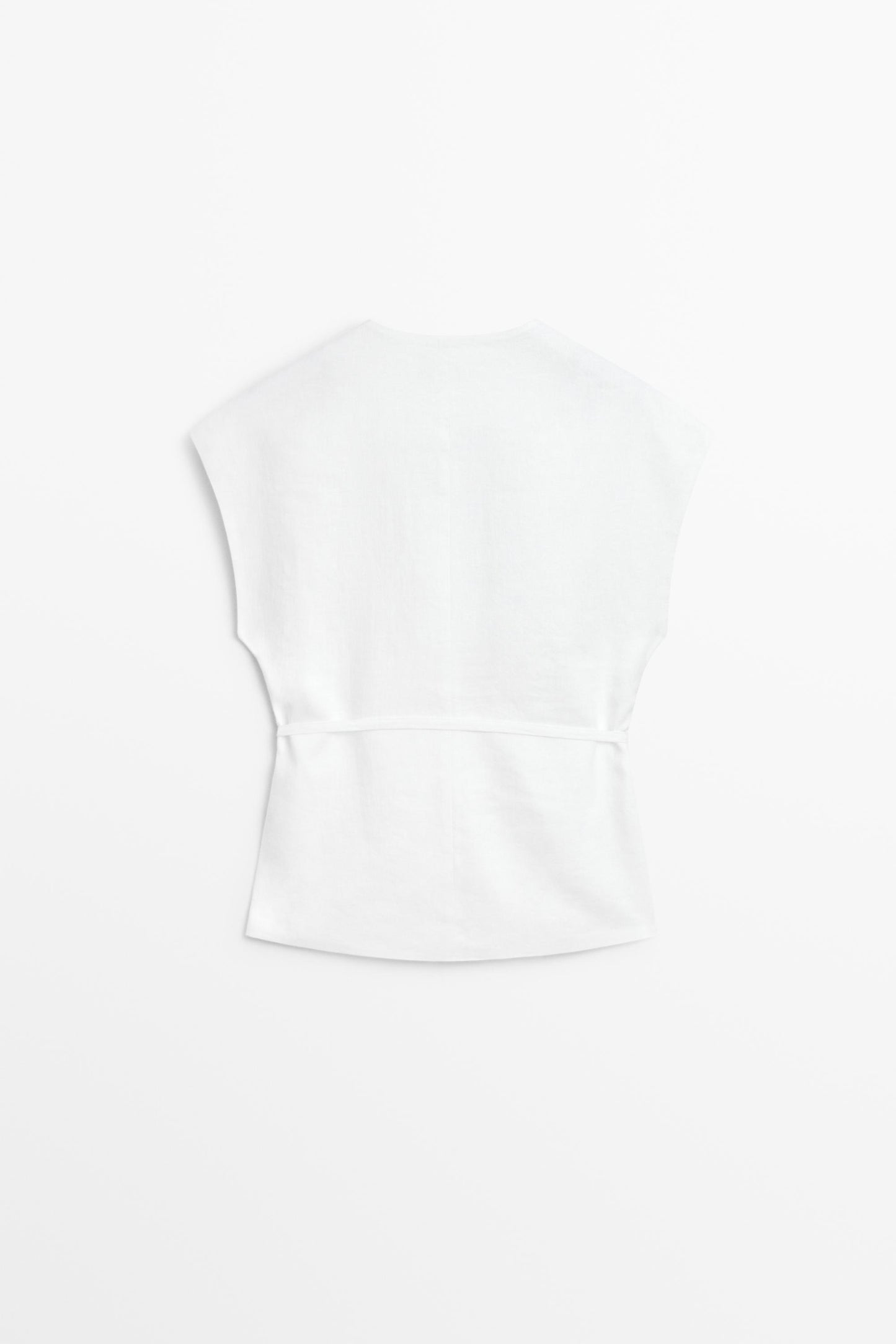 ENSEMBLE VESTE SANS MANCHES CROISÉE À NOUER  100 % LIN | PANTALON FLUIDE À BOUCLES