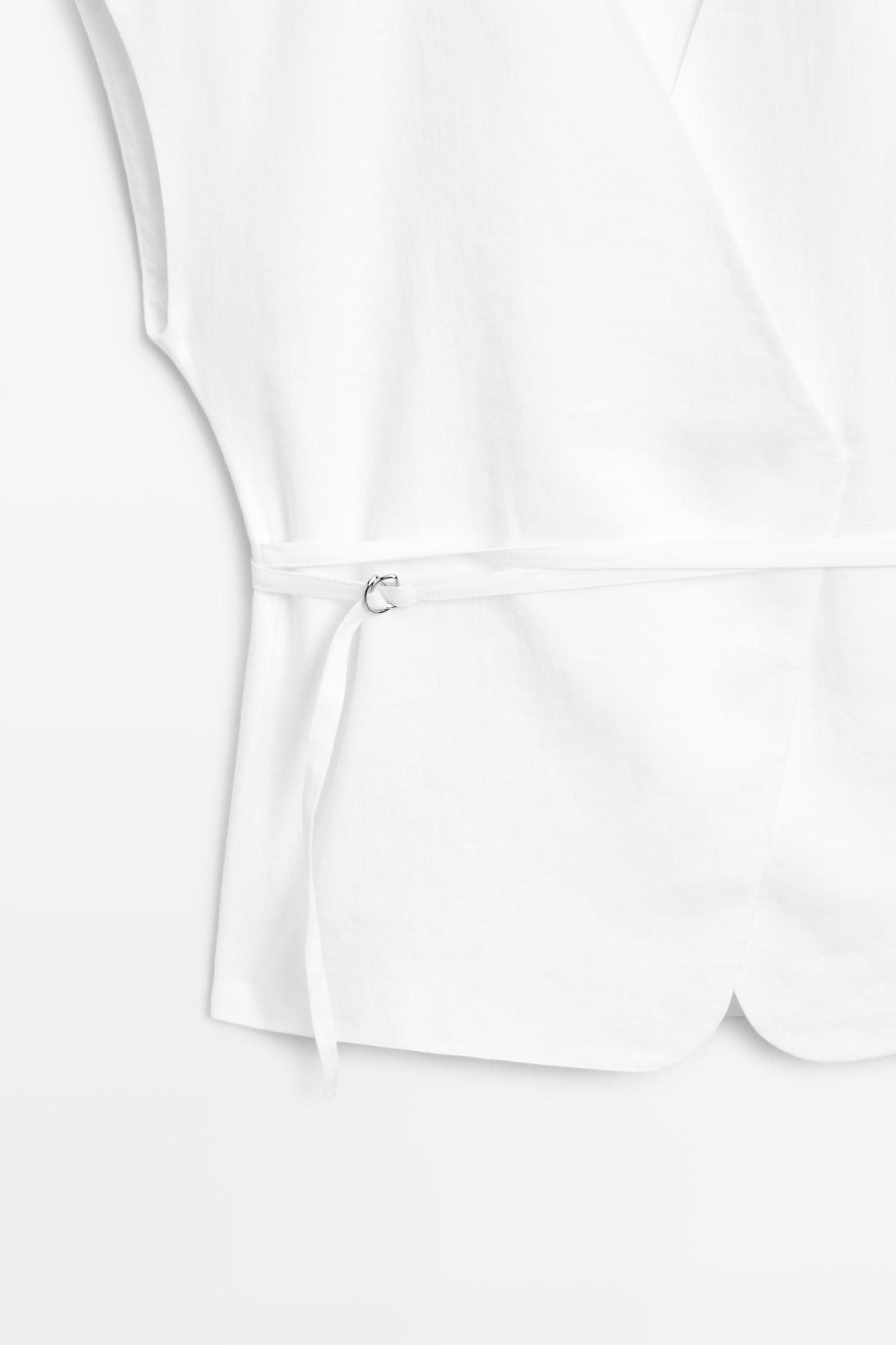 ENSEMBLE VESTE SANS MANCHES CROISÉE À NOUER | PANTALON FLUIDE 100% LIN