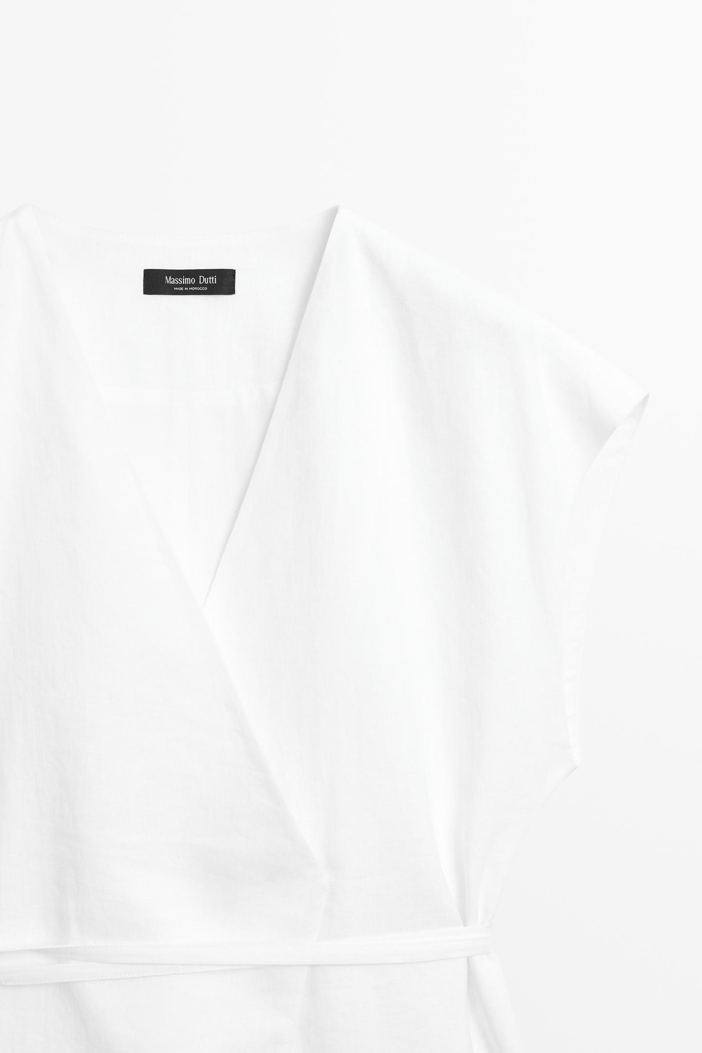 ENSEMBLE VESTE SANS MANCHES CROISÉE À NOUER | PANTALON FLUIDE 100% LIN