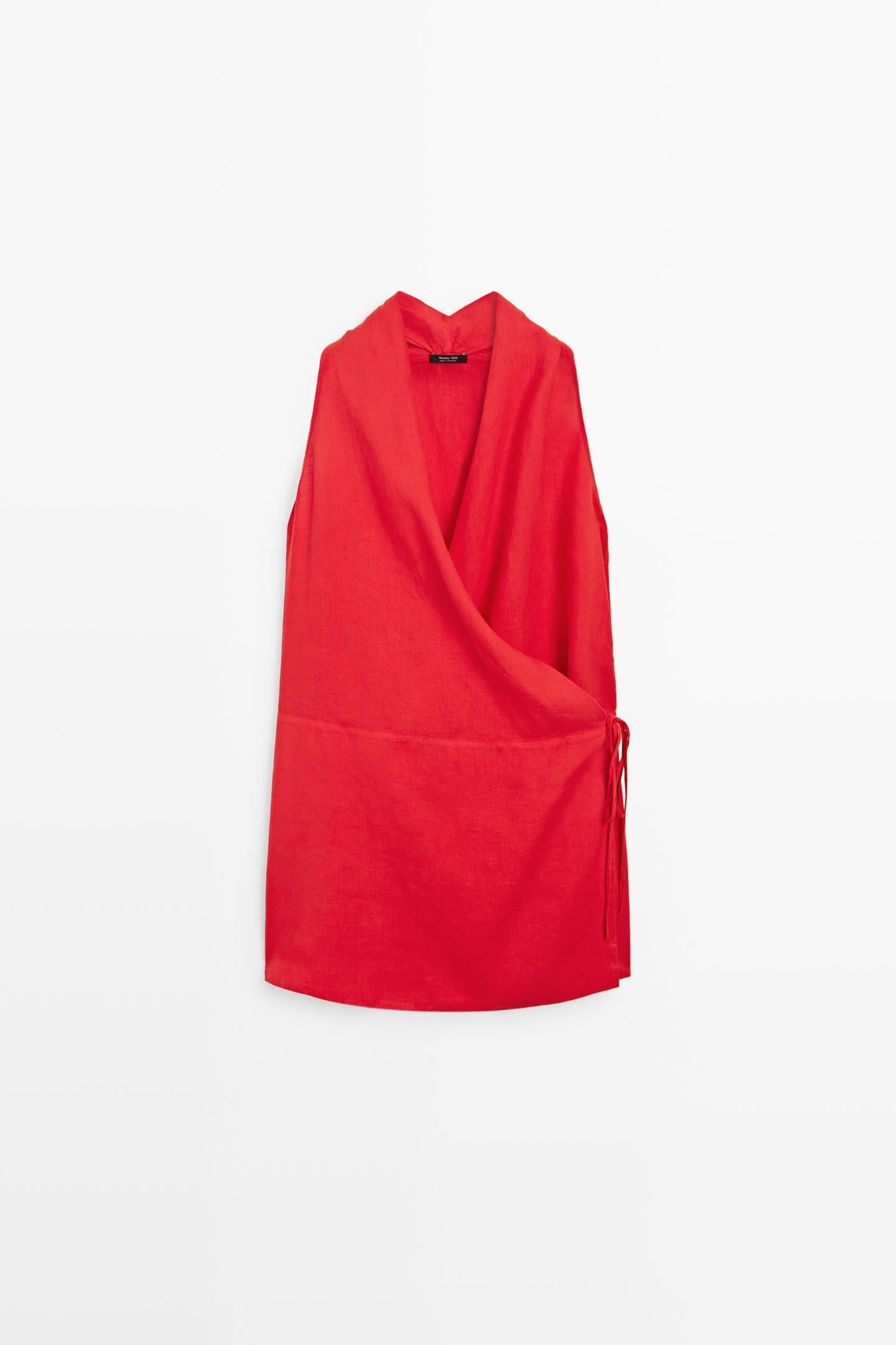 ROBE COURTE CACHE-CŒUR 100 % LIN