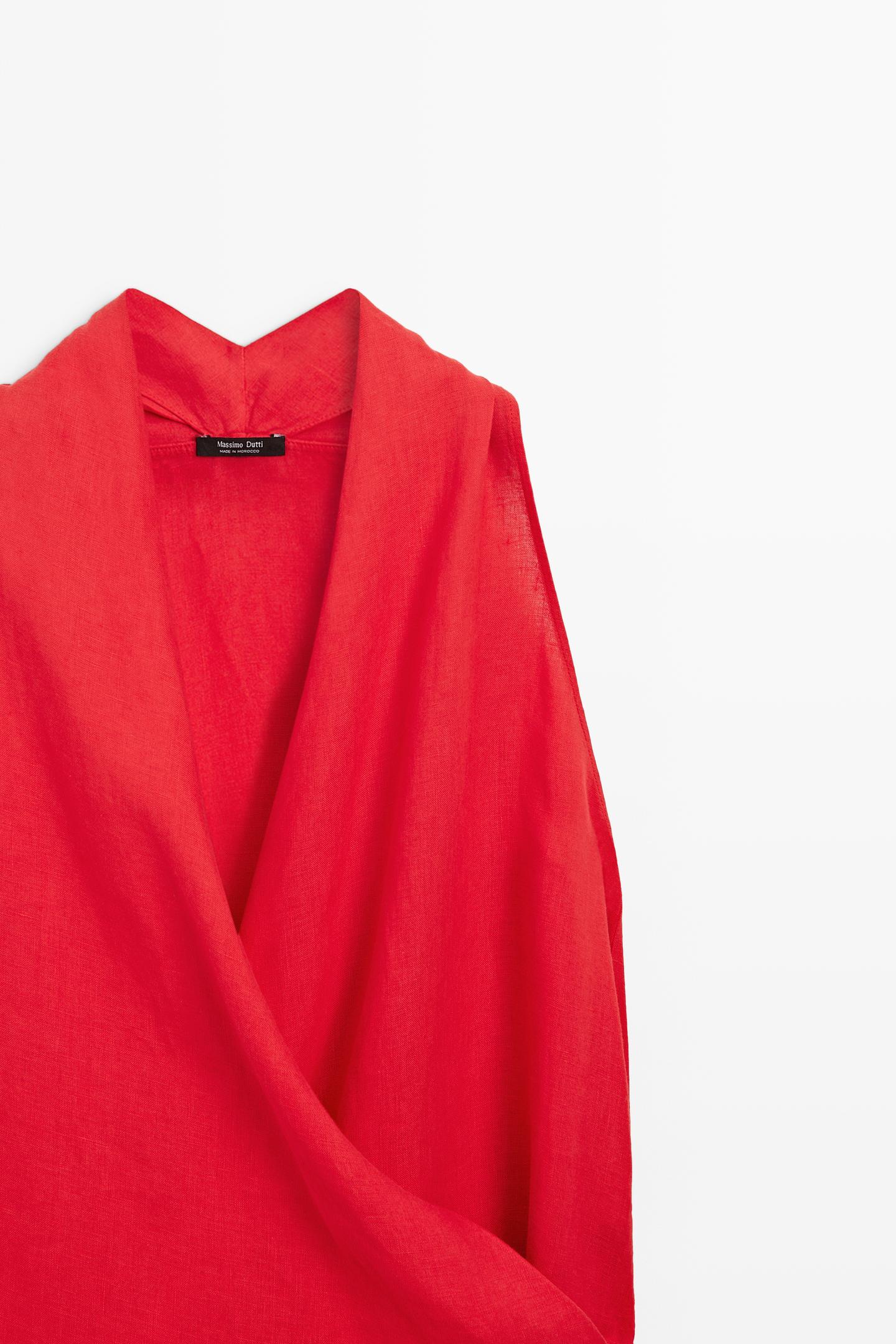 ROBE COURTE CACHE-CŒUR 100 % LIN