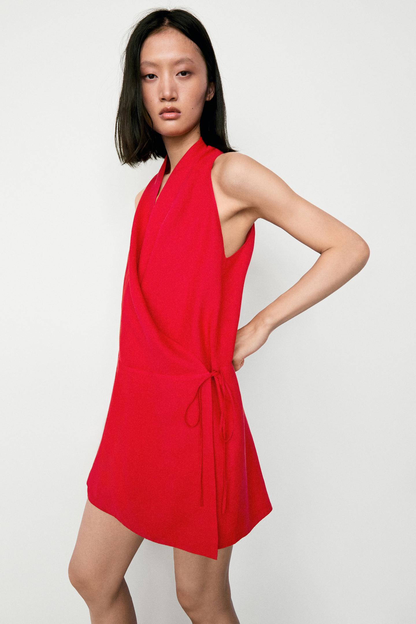 ROBE COURTE CACHE-CŒUR 100 % LIN