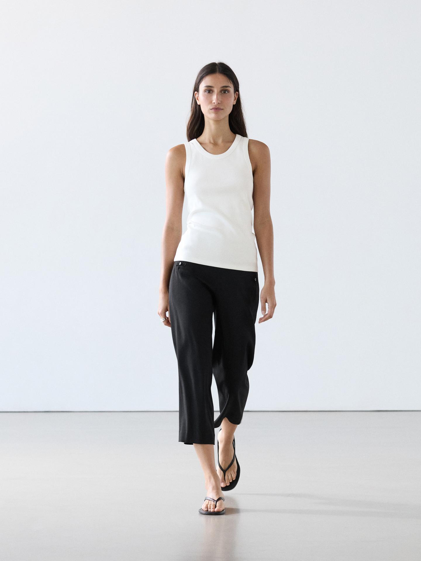 T-SHIRT ENCOLURE AMÉRICAINE EN COTON MÉLANGÉ