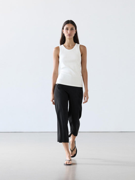 T-SHIRT ENCOLURE AMÉRICAINE EN COTON MÉLANGÉ