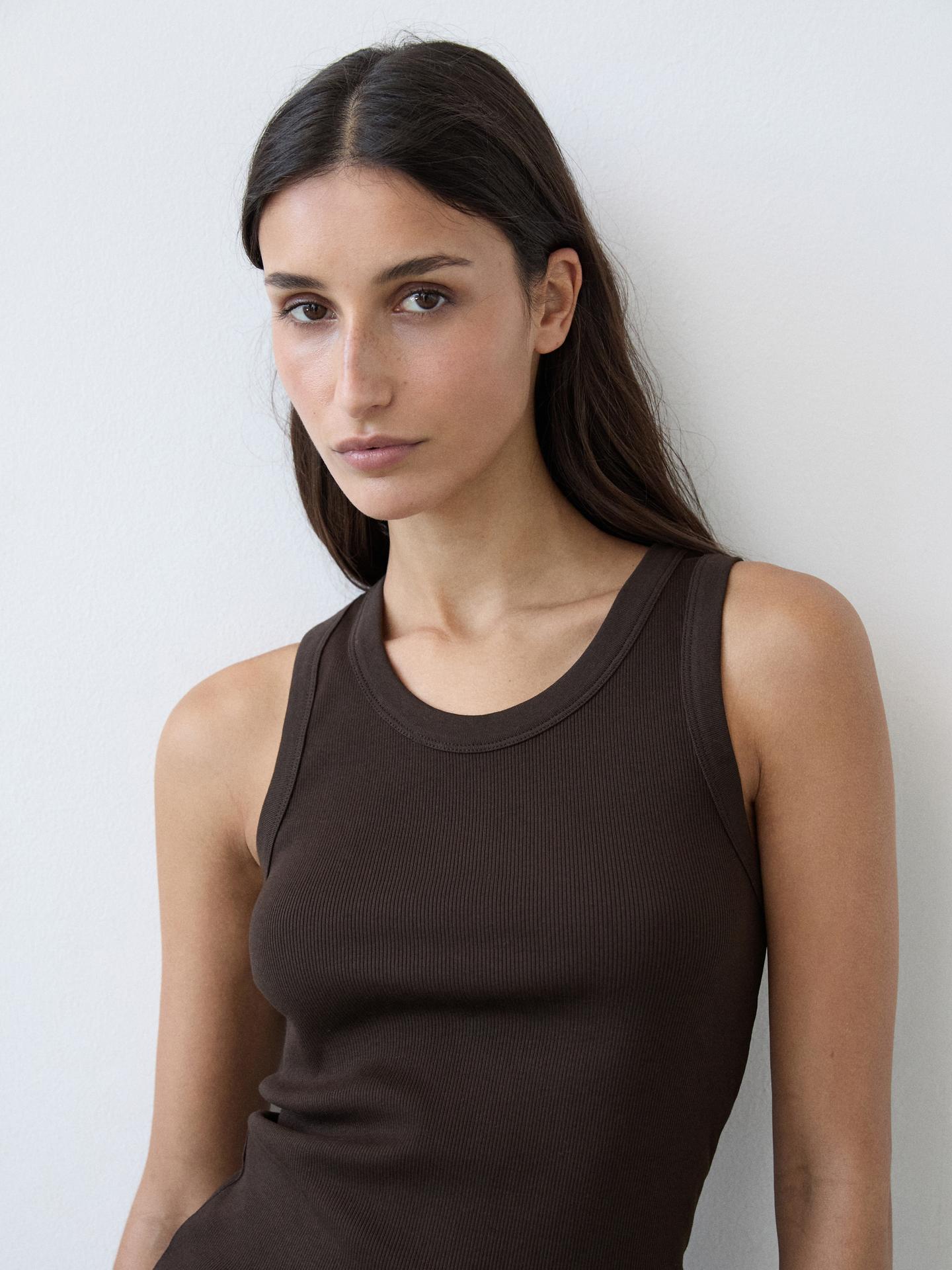 T-SHIRT ENCOLURE AMÉRICAINE EN COTON MÉLANGÉ