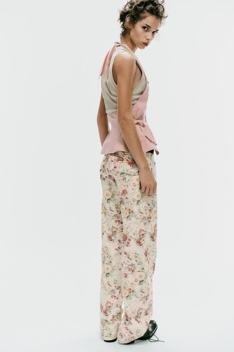 TOP HALTER À RAYURES ET POCHES