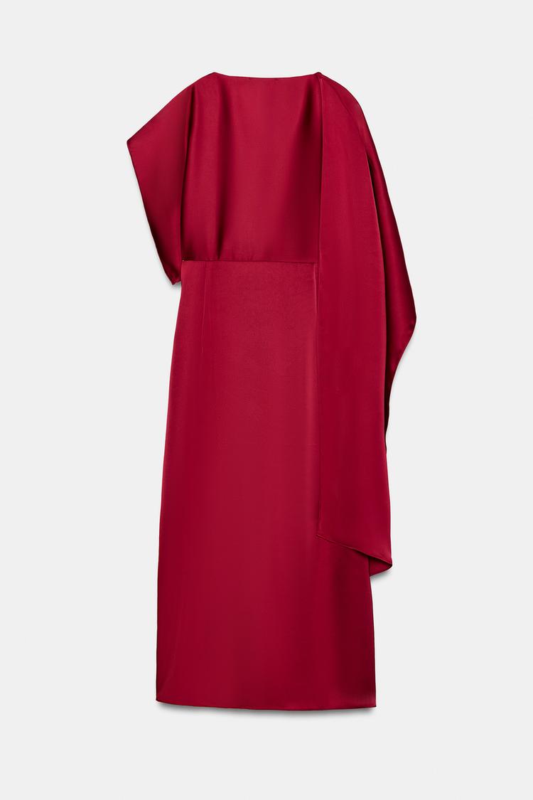 ROBE MIDI SATINÉE EFFET CAPE