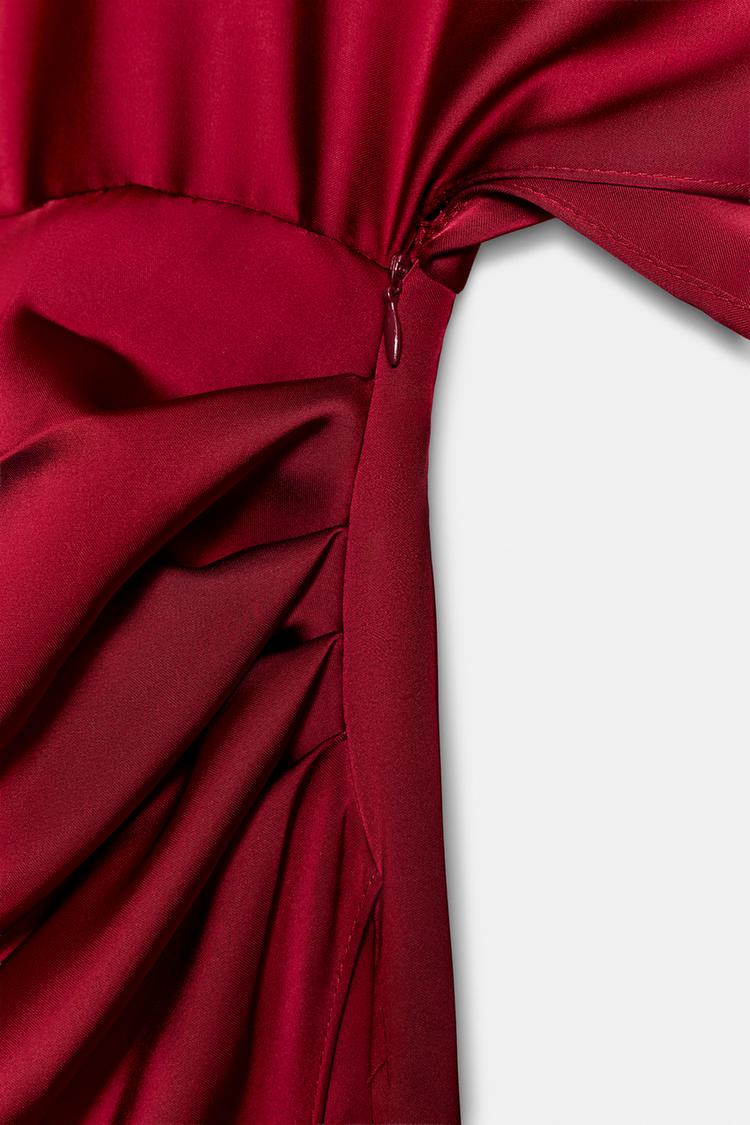 ROBE MIDI SATINÉE EFFET CAPE