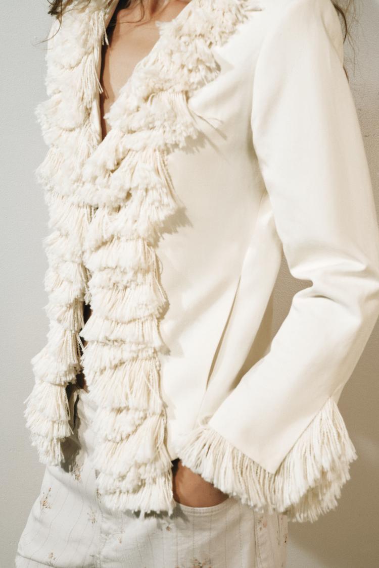 VESTE À FRANGES AVEC LIN ZW COLLECTION
