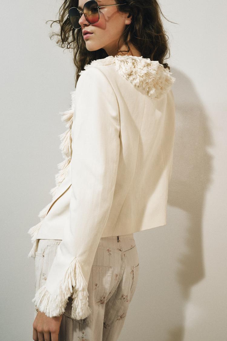 VESTE À FRANGES AVEC LIN ZW COLLECTION