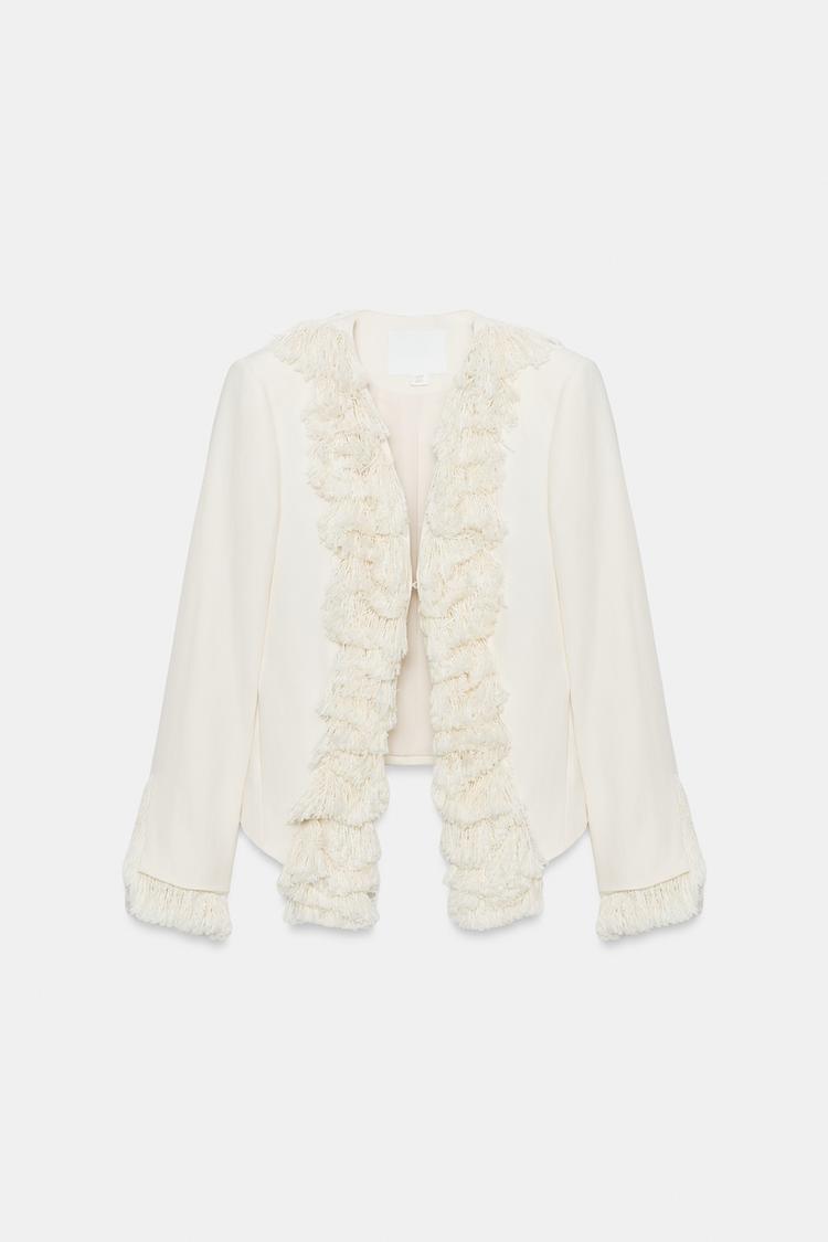 VESTE À FRANGES AVEC LIN ZW COLLECTION