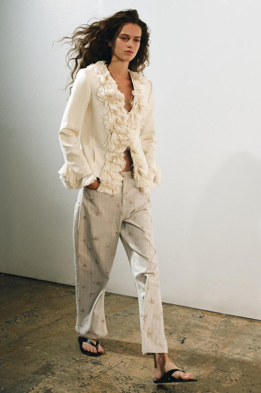 VESTE À FRANGES AVEC LIN ZW COLLECTION