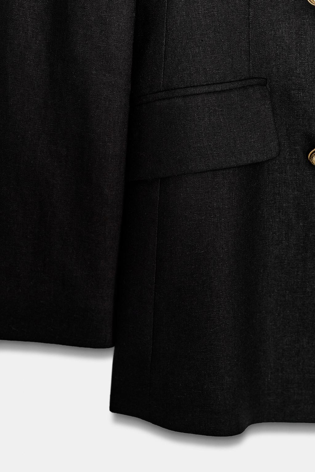 DOUBLE-BREASTED LINEN BLEND BLAZER