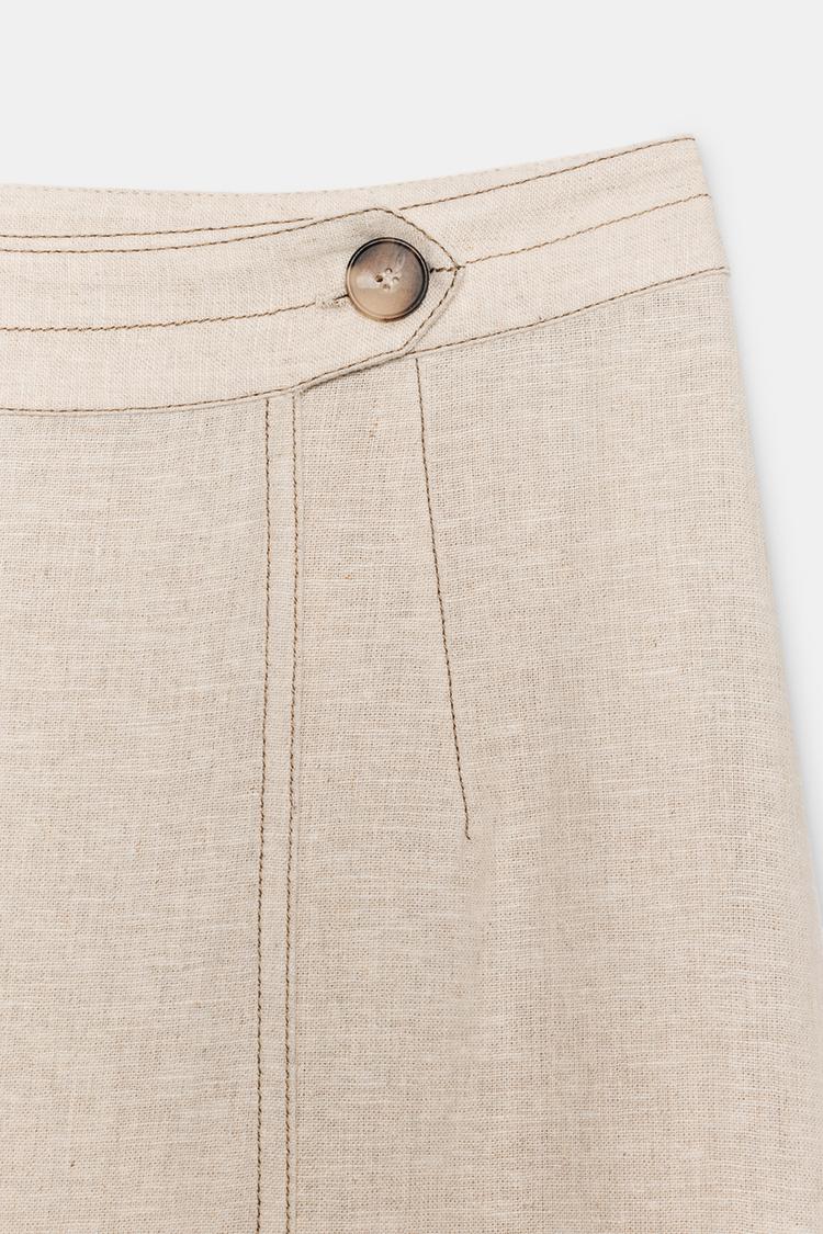 ENSEMBLE TOP | JUPE CROISÉE EN LIN À SURPIQÛRES