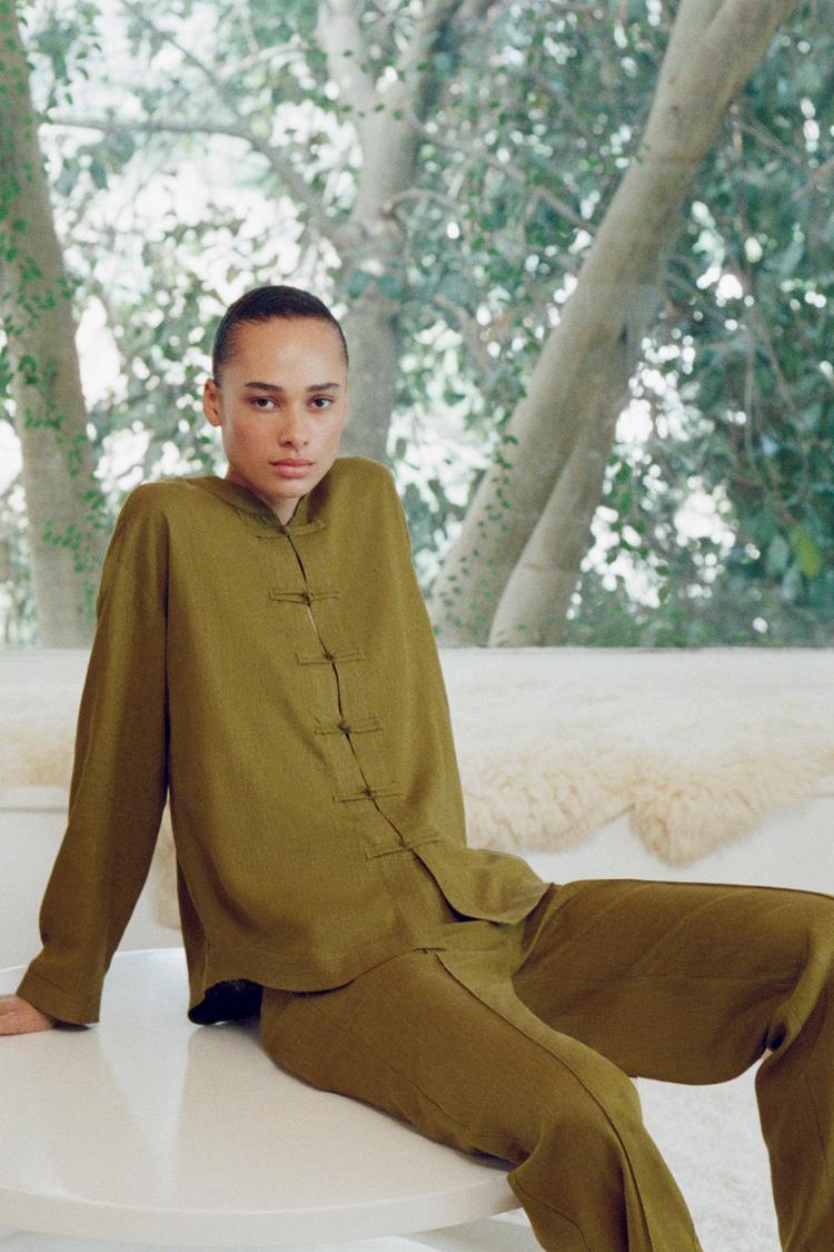 PANTALON DROIT AVEC LIN