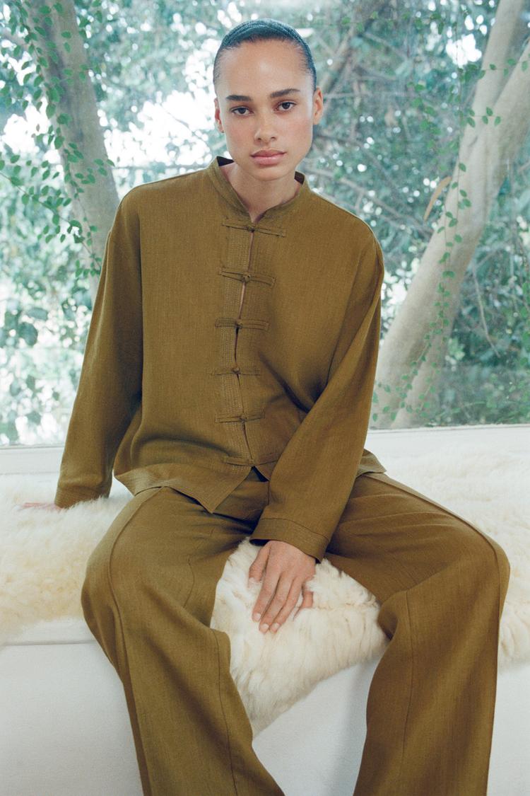 PANTALON DROIT AVEC LIN