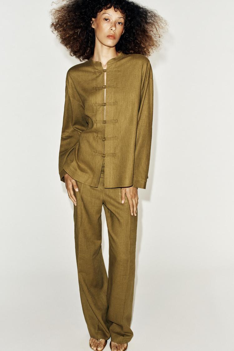 PANTALON DROIT AVEC LIN