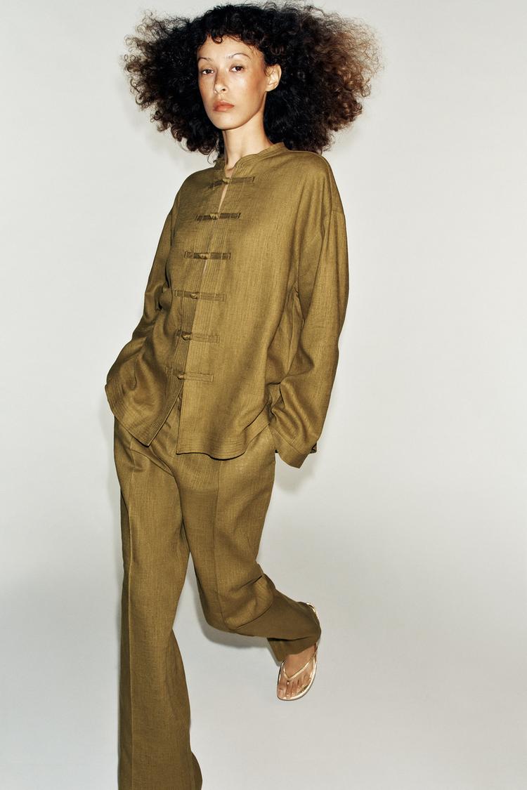 PANTALON DROIT AVEC LIN