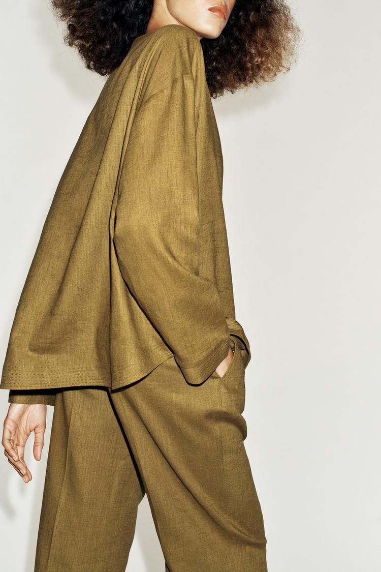 PANTALON DROIT AVEC LIN