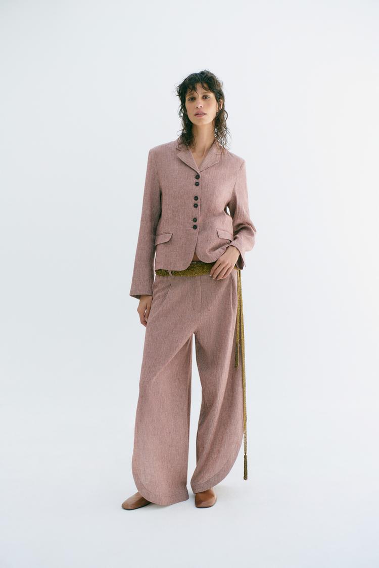 ENSEMBLE VESTE | PANTALON À OUVERTURES EN LIN ZW COLLECTION