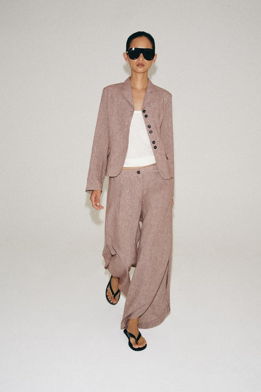 ENSEMBLE VESTE | PANTALON À OUVERTURES EN LIN ZW COLLECTION