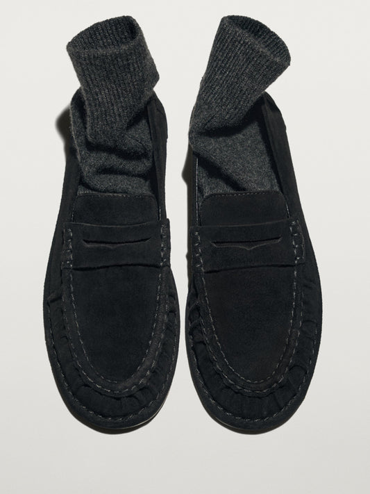 MOCASSINS EN DAIM FRONCÉ
