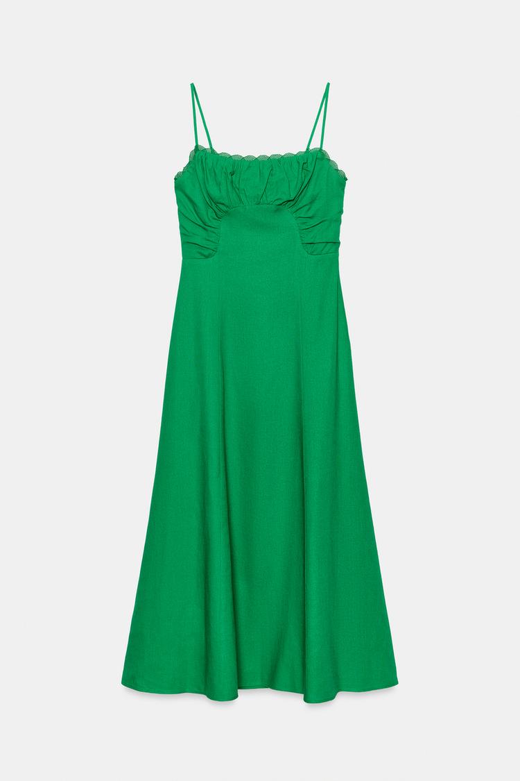 ROBE MI-LONGUE À BRETELLES EN LIN