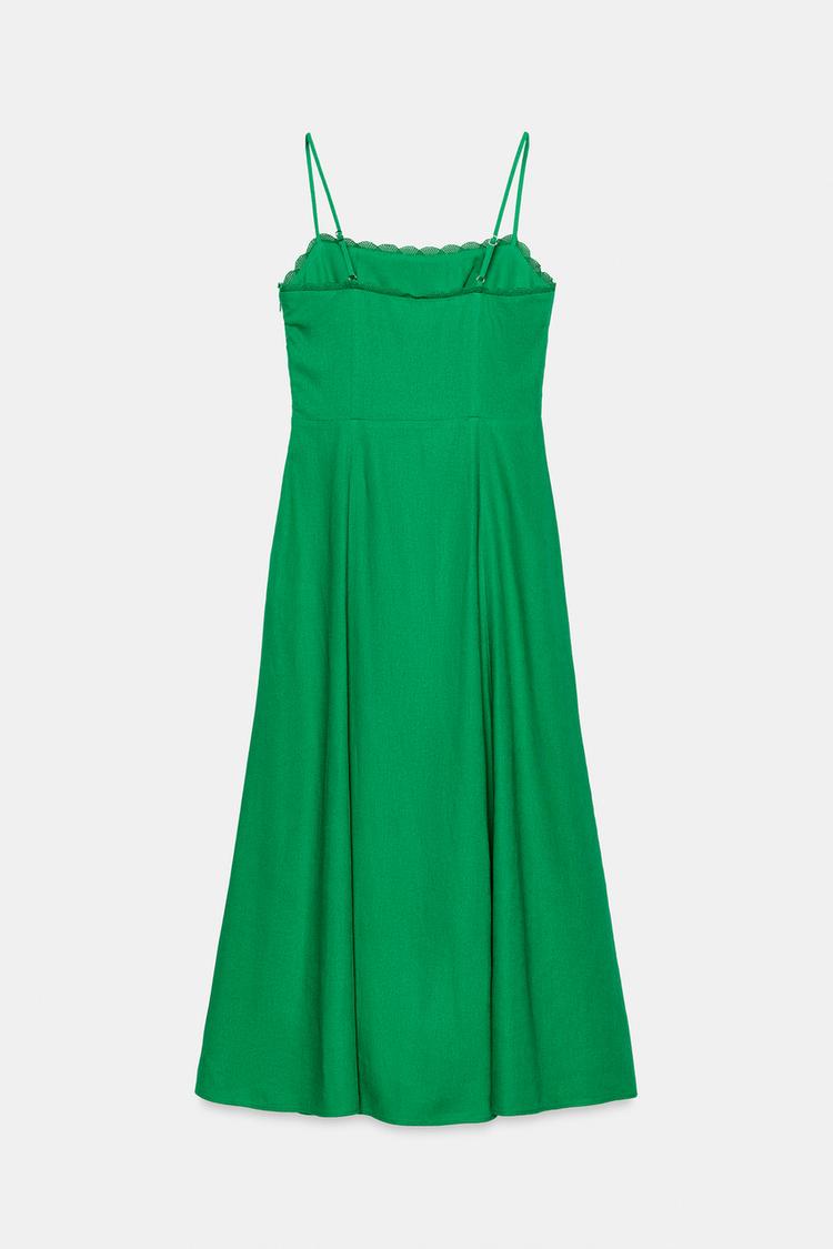 ROBE MI-LONGUE À BRETELLES EN LIN