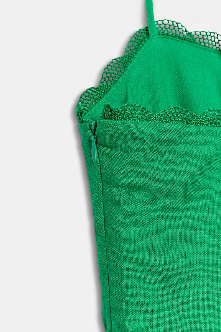 ROBE MI-LONGUE À BRETELLES EN LIN