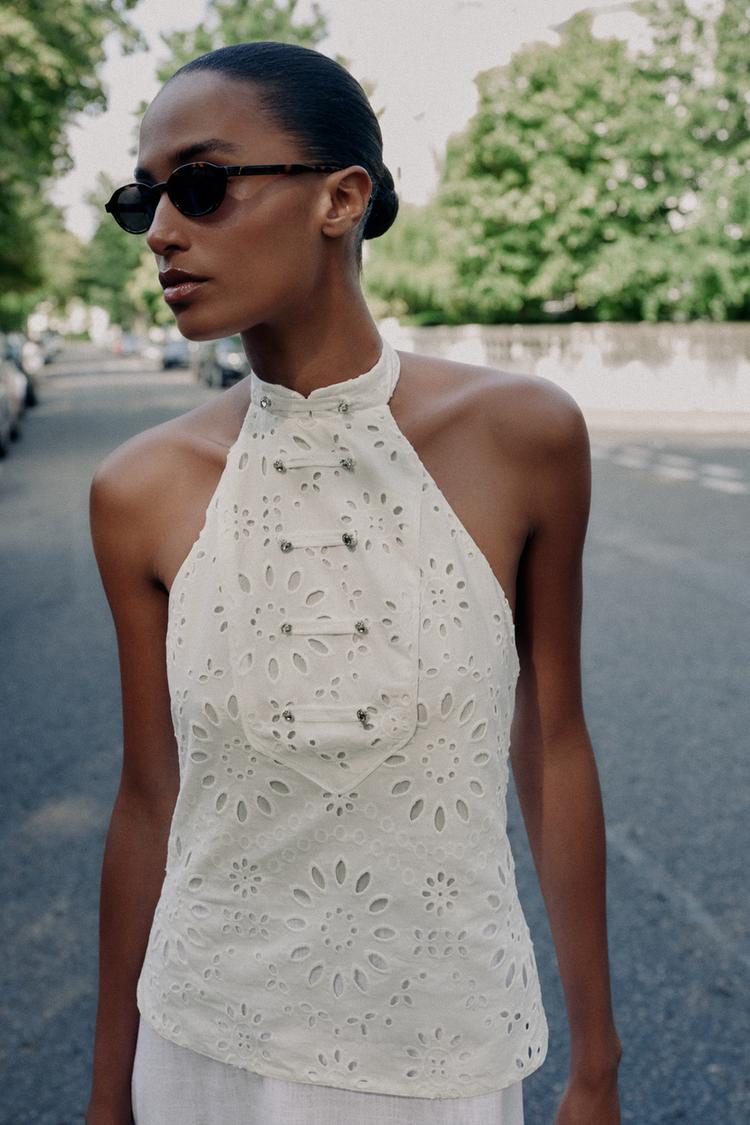 ROBE BIMATIÈRE À BRODERIES AJOURÉES