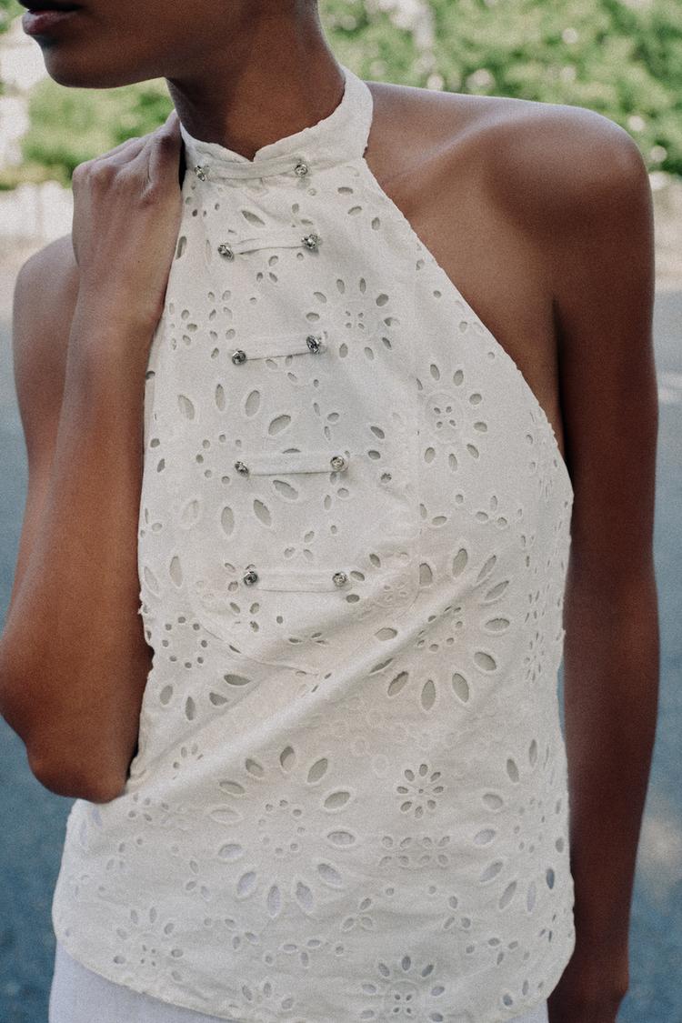 ROBE BIMATIÈRE À BRODERIES AJOURÉES