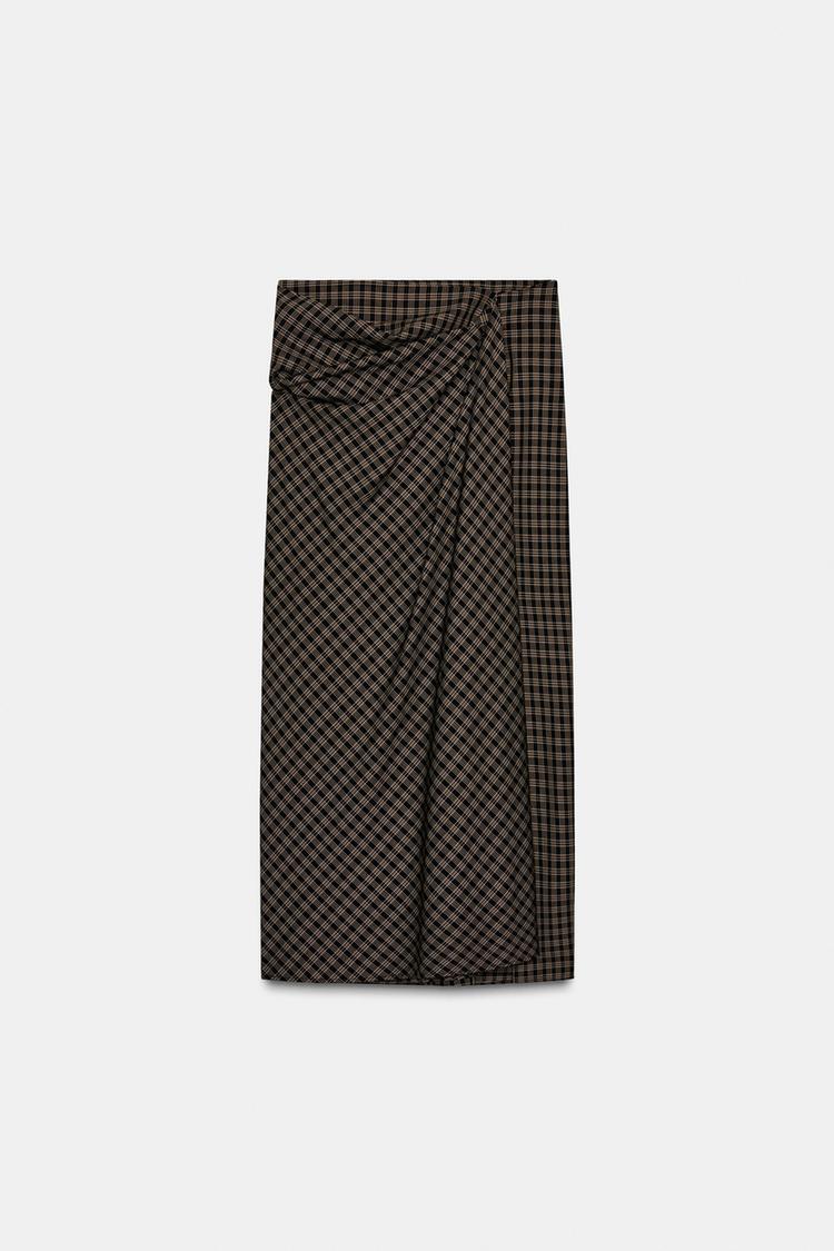 ZW COLLECTION CHECKED DRAPED SKIRT