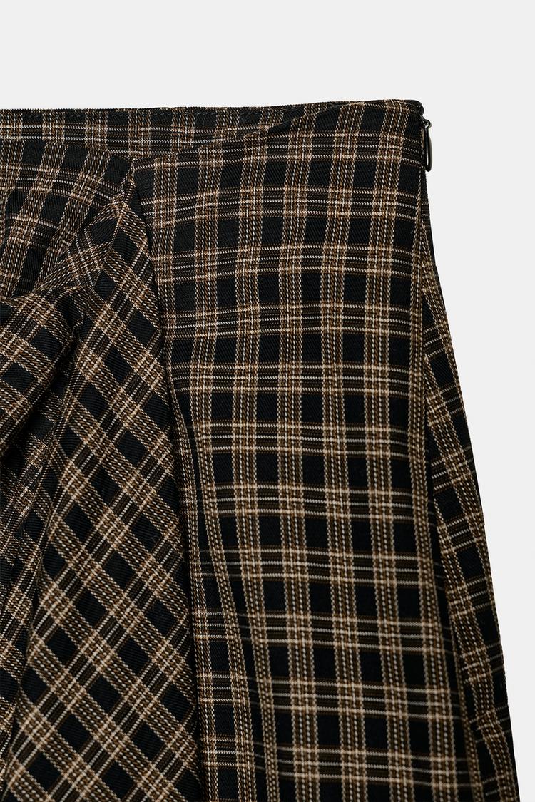 ZW COLLECTION CHECKED DRAPED SKIRT