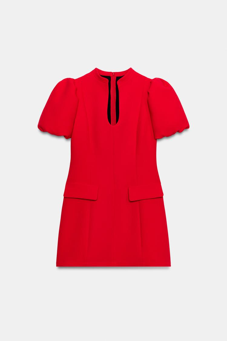 ROBE COURTE À MANCHES BOUFFANTES