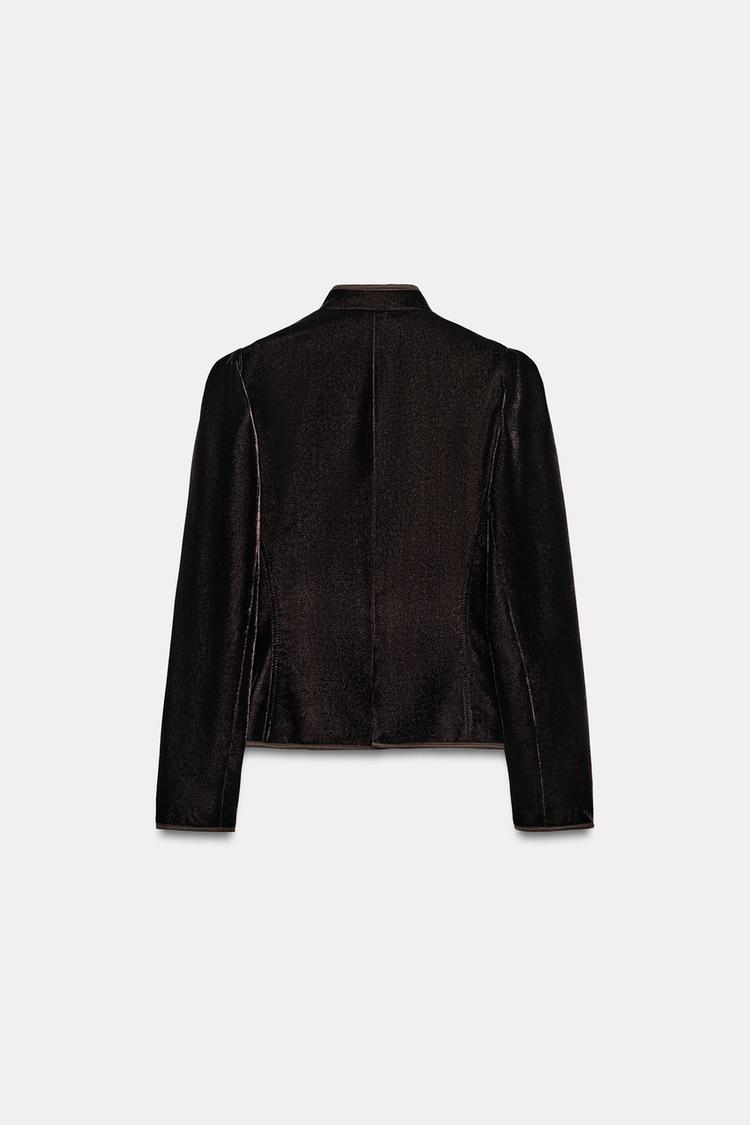 VELVET BLAZER WITH CONTRAST TRIM